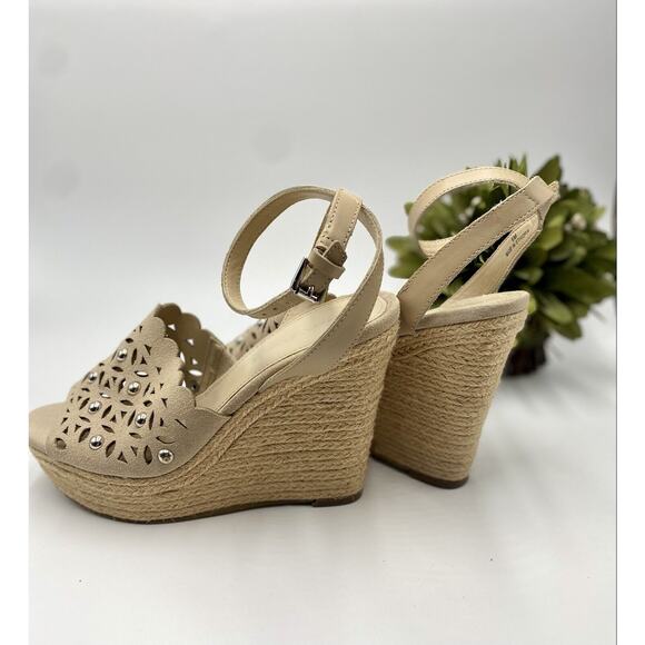 Marc Fisher LTD Women's Nude Tan Hata Cutout Espadrille Wedge Sandal Sz 6/36.5 - Picture 7 of 12